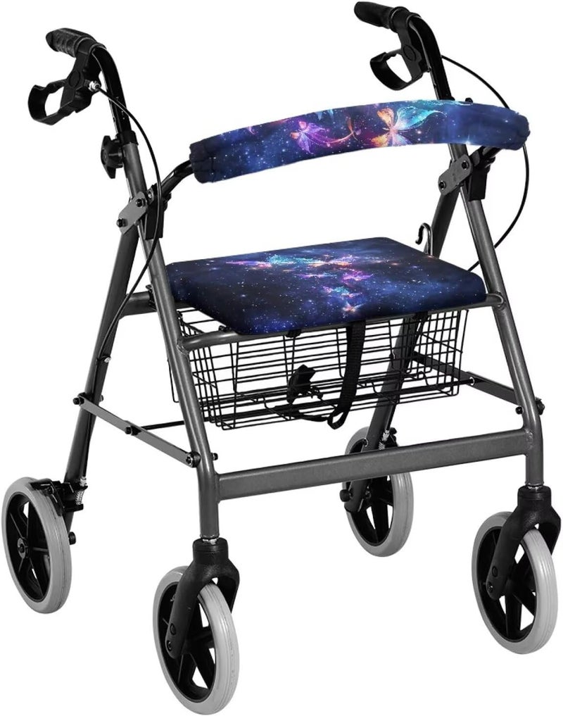 Hechitok Butterfly Galaxy Rollator Walker Seat Covers - Universal Fit, Washable, Dust Proof, Soft & Comfortable Covers for Seniors, Designer Walker Accessories with Gift Option - Image 1